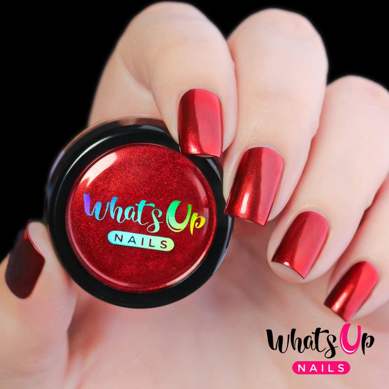 Whats Up Nails - Fire Red Chrome Powder For Mirror Nails - Image 5